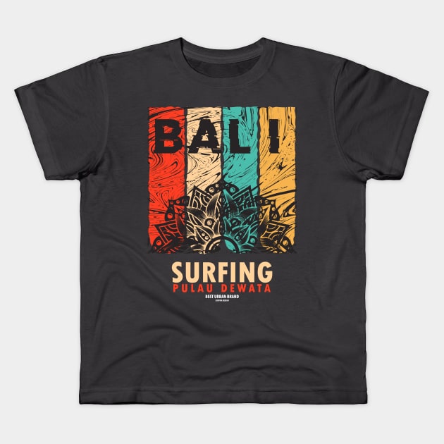 Bali Surfing Kids T-Shirt by evolet store